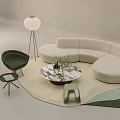 Modern Cream Style Sofa Single Chair Combination 3d model