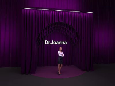 Purple Photo Spot With Arched Structure Dr.Joanna Sign And Circular Platform For Professional Woman 3d model