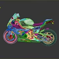 Modern Sport Motorcycle With White Blue Red Stripes Black Seat And Wheels