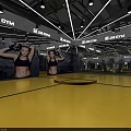 Spacious Yoga Studio With Blue Hammocks Yoga Mats And Colorful Exercise Balls On Wooden Floors
