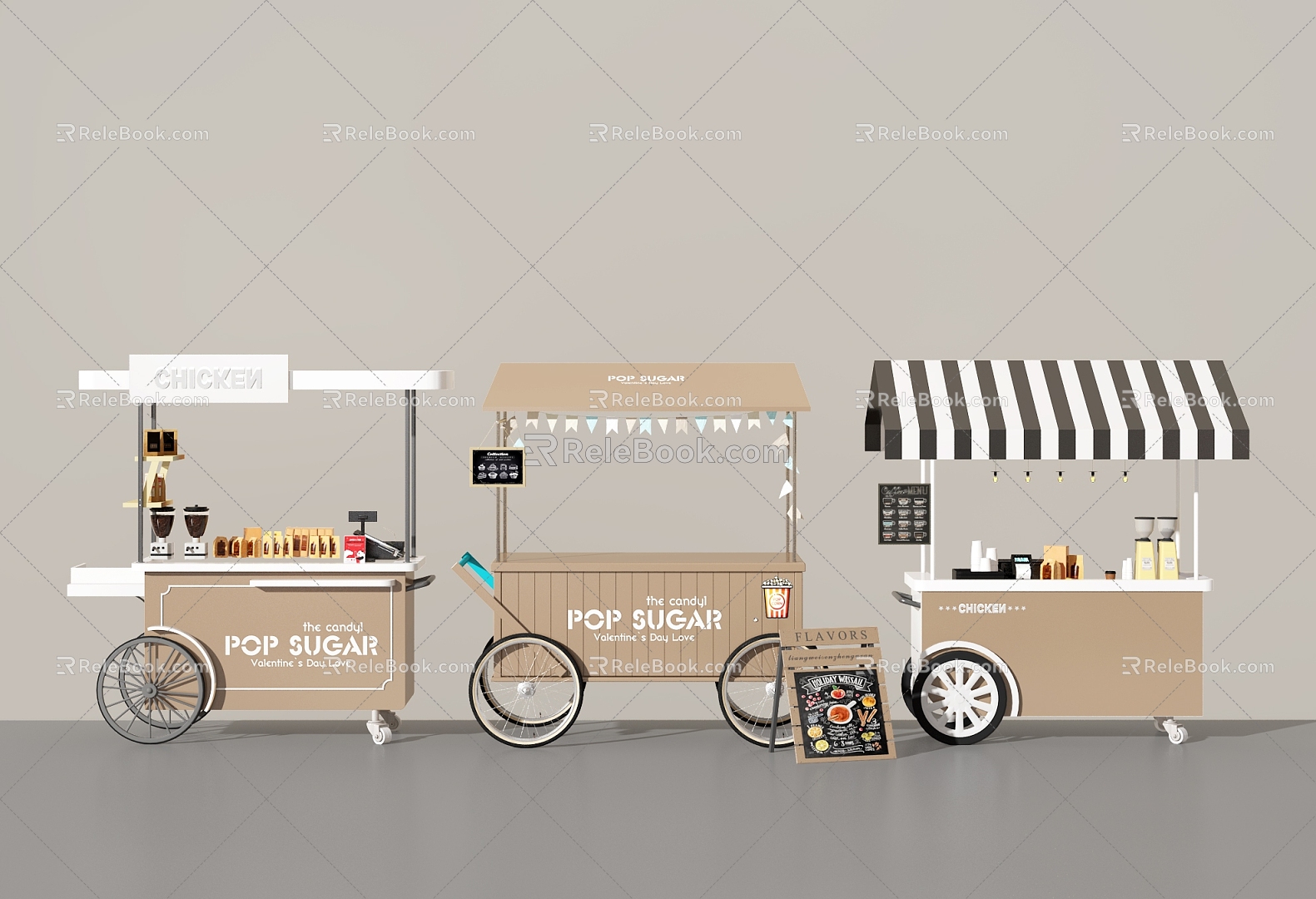 Modern Vans Vending Cars Stall Cars Trolley Stall Coffee Cars Breakfast Cars 3d model