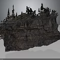 Natural Layered Rock Formation with Pine Trees Growing On Top and Textured Surface
