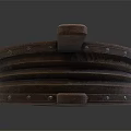 Vintage Handcrafted Wooden Tool With Circular Body And Metal Accents