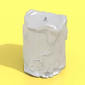 White Melted Candle with Textured Surface and Visible Wick on Yellow Background 3d model