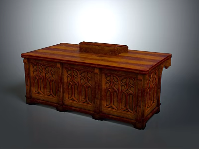 Rustic Wooden Cabinet With Detailed Carved Patterns And Traditional Design 3d model