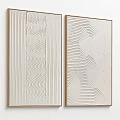 Abstract Textured Wall Art With Curved Patterns And Metallic Frames 3d model