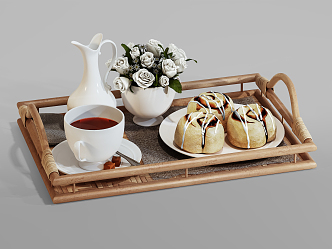 Modern Food Decorations Tea Tray Kitchen Ornaments 3d model