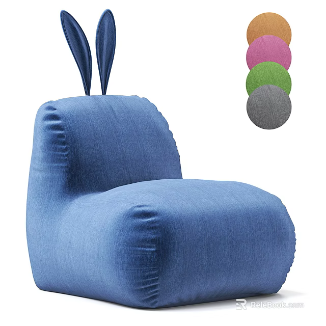 Blue Fabric Bean Bag Chair With Multiple Color Options For Comfortable Seating 3d model 