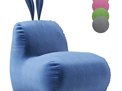 Blue Fabric Bean Bag Chair With Multiple Color Options For Comfortable Seating 3d model