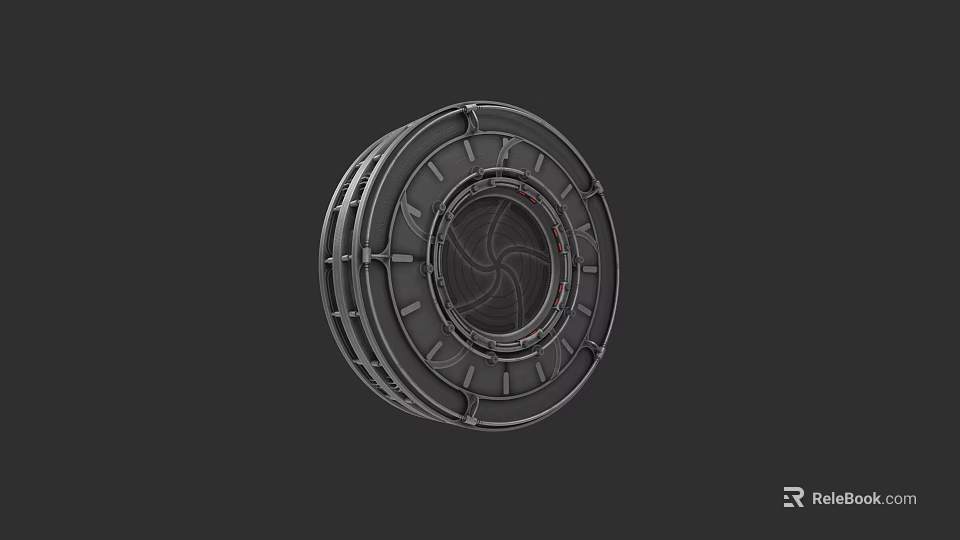 Circular Industrial Mechanical Device With Metal Frame And Internal Gear Structure 3d model 