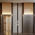 Modern Elevator Hallway With Two Sleek Doors Warm Lighting And Wooden Panels