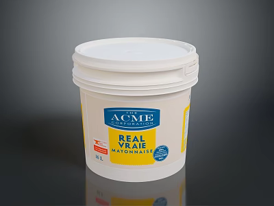 ACME REAL YEAST Dayonnaire 5L Bucket With White Lid And Label Design 3d model
