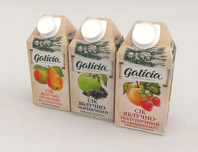 Galicia Assorted Fruit Juice Cartons 3d model