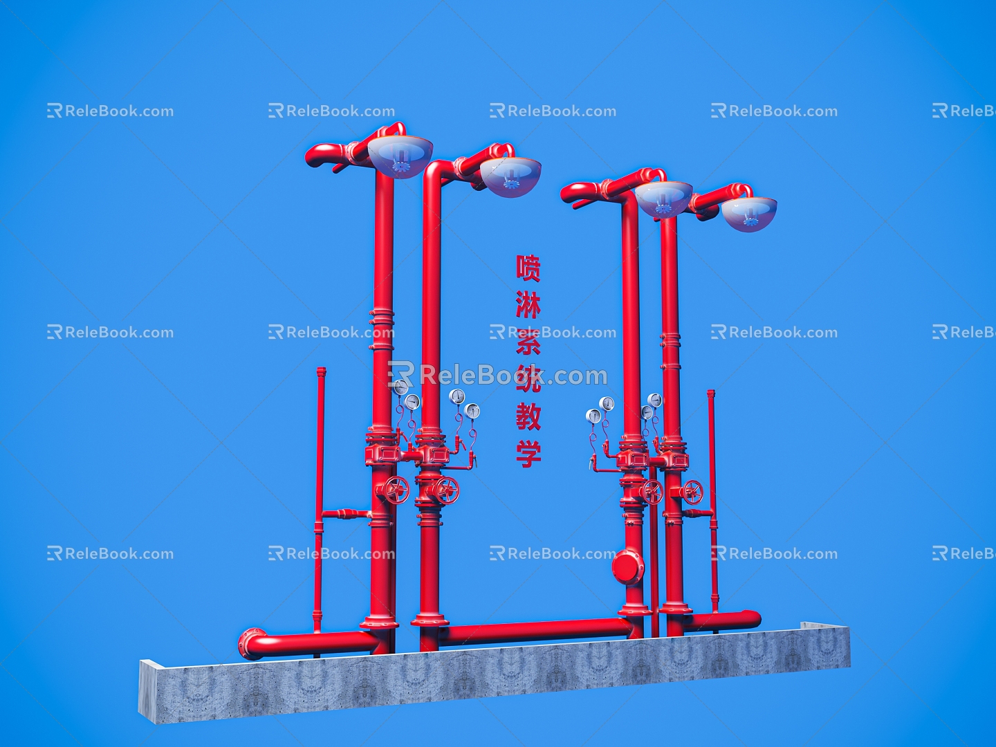 Fire sprinkler system China fire protection pipeline fire protection display fire protection system 3d model