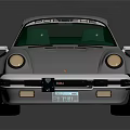 Silver Retro Sports Car With Large Rear Wing Red White Stripes And Round Headlights
