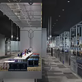 Modern Shopping Mall Retail Store With Glass Shelves Product Display And Lighting Fixtures