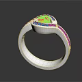 Elegant Silver Ring With Heart Shaped Yellow Gemstone And Small Diamonds