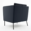 Modern Single Sofa in Yellow and Navy Blue with Black Legs from Different Angles 3d model