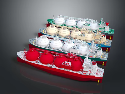Multi Layered LNG Carrier Ships With Different Storage Tank Styles 3d model