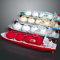 Multi Layered LNG Carrier Ships With Different Storage Tank Styles 3d model