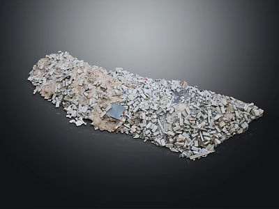Trash Pile with Paper Scraps and Debris in Irregular Form on Dark Background 3d model