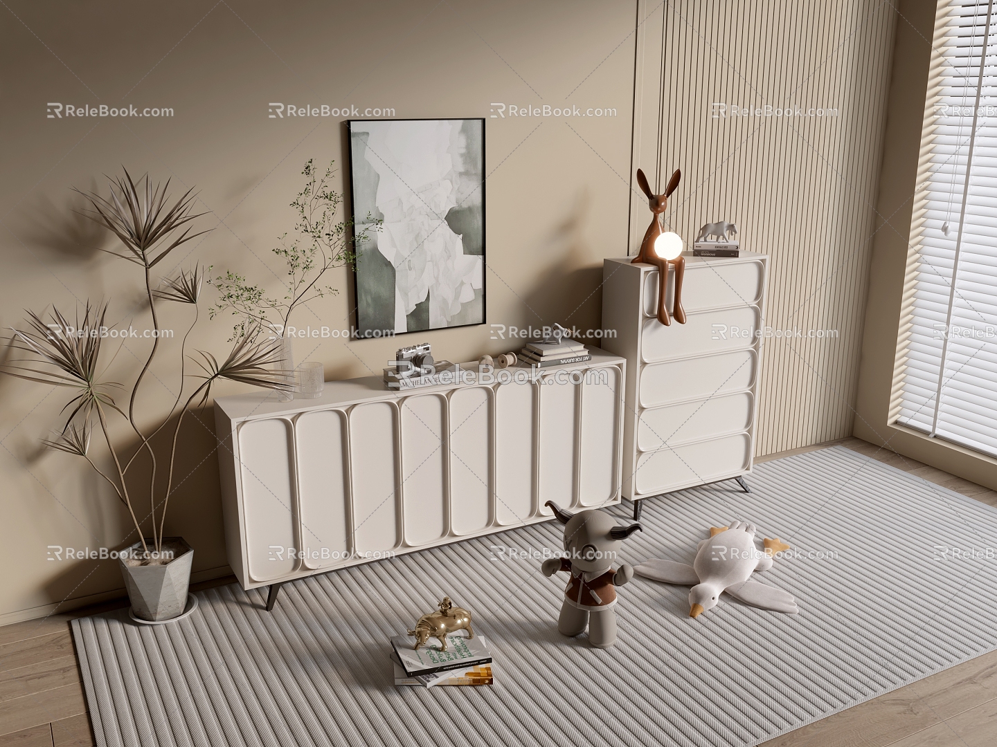 Modern Cream Style Cabinet Whole Cabinet Sideboard Cabinet Balcony Cabinet Storage Cabinet Entrance Cabinet 3d model