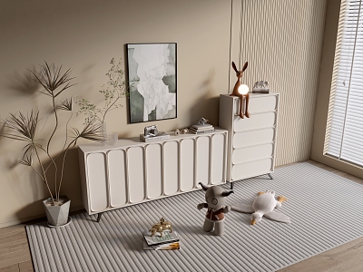 Modern Cream Style Cabinet Whole Cabinet Sideboard Cabinet Balcony Cabinet Storage Cabinet Entrance Cabinet 3d model