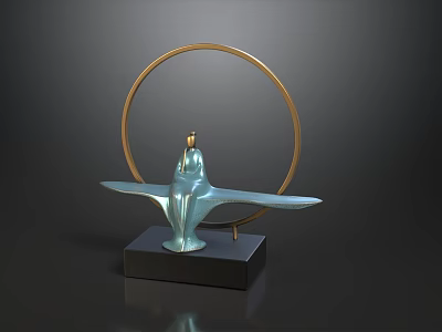 Modern Stylish Sofa Coffee Table Combination With Elegant Abstract Art Metal Sculpture Home Decor 3d model