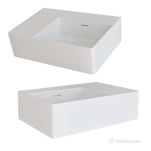 Modern White Square Countertop Washbasin With Sleek Design For Bathroom Interiors 3d model 