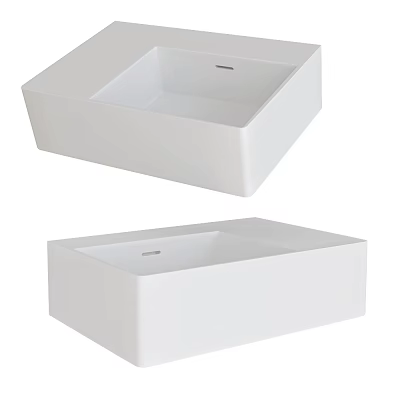 Modern White Square Countertop Washbasin With Sleek Design For Bathroom Interiors 3d model