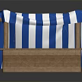 Blue And White Striped Canopy Tent With Wooden Frame And Stable Base Structure