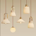 Elegant Modern Pendant Lights With Brass Accents And Cream Ribbed Bell Shades