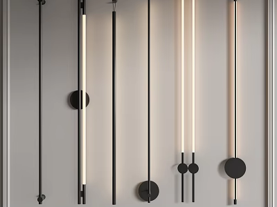Modern Long Wall Sconces With Black Frames And Illuminated Tubes For Indoor Decor 3d model