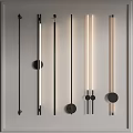 Modern Long Wall Sconces With Black Frames And Illuminated Tubes For Indoor Decor 3d model
