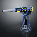 Futuristic Sci Fi Weapon With Blue Yellow Accents Modern Tech Design Long Barrel Stable Base 3d model
