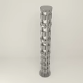 Modern Silver Metal Floor Lamp With Cylindrical Stacked Hollow Design In Minimalist Interior