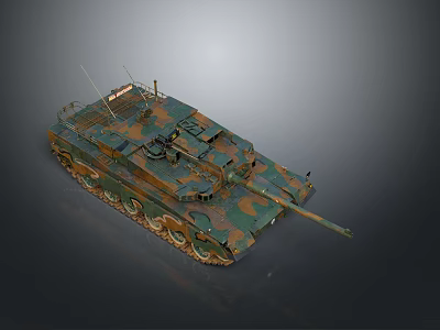 Military Tank With Camouflage Paint Scheme Long Gun Barrel Metal Tracks And Detailed Design 3d model