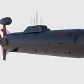 Detailed 3D Submarine Model With Black Exterior Multiple Antennas And Propeller