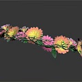 Colorful Flower Crown Adorned With Pink Yellow Orange Flowers And Green Leaves