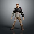 3D Male Adventurer Character With Brown Hair Beard And Armored Shoulder Gear