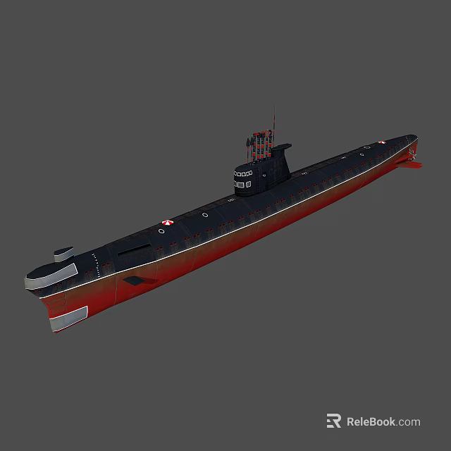Black And Red Submarine Water Transport Vehicle 3D Model Design 3d model 