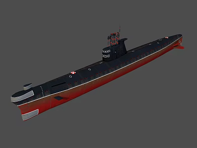 Black And Red Submarine Water Transport Vehicle 3D Model Design 3d model