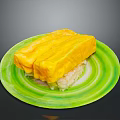 Delicious Yellow Food On Green Plate With White Rice And Sweet Flavor