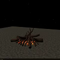 Garden Ornament Featuring Burning Bonfire with Flaming Logs and Bright Flames at Night