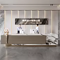 Company Front Desk Background Wall Reception Area Bar Desk Reception Desk Lobby Simple Lobby 3d model