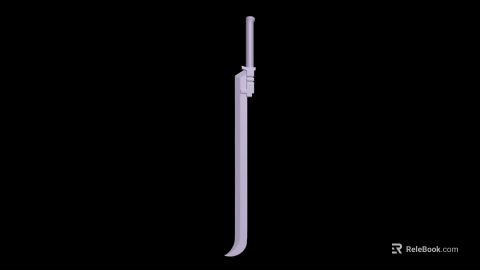 White Long Sword Weapon Design On Black Background With Sharp Blade 3d model