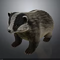 Realistic Badger Figurine With Black And White Facial Markings And Brown Fur