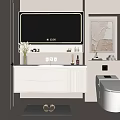 Modern Bathroom Vanity Design With Backlit Mirror Cabinets Drawers And Toiletries