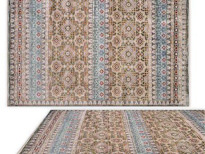 Square Rug With Traditional Geometric Patterns And Colorful Design For Home Decor 3d model
