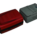Red And Green Hard Shell Travel Luggage With Rolling Wheels And Handles